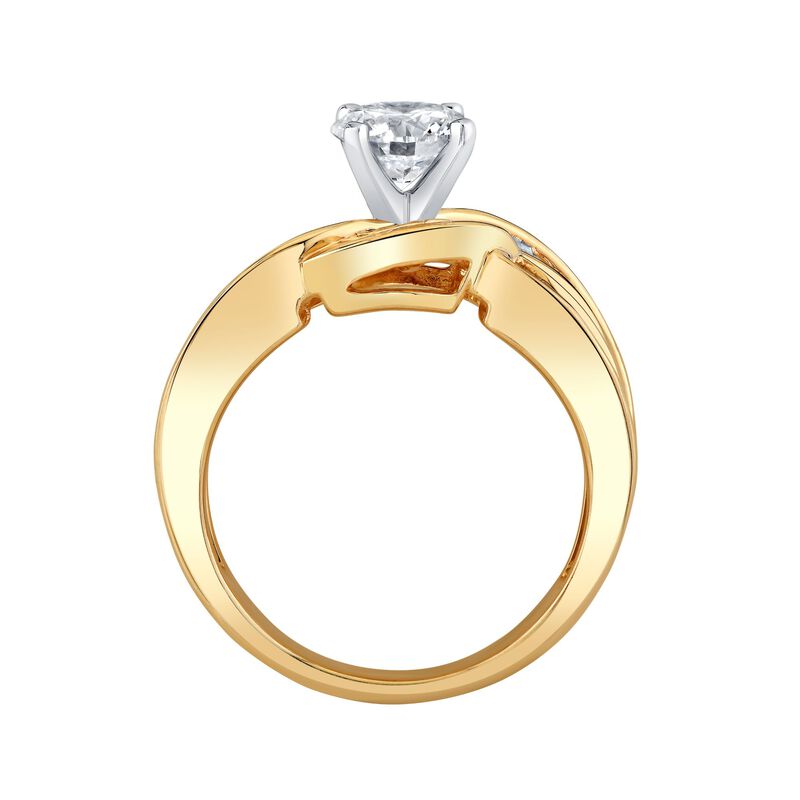 Round Lab Grown Diamond 1 7/8ctw. Twist Shank Three Stone Engagement Ring in 14k Yellow Gold image number null